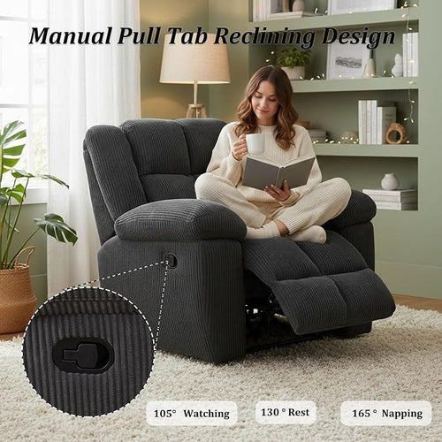 Recliner Sofa Set For Living Room, Corduroy Fabric Living Room Furniture Set, 3 Piece