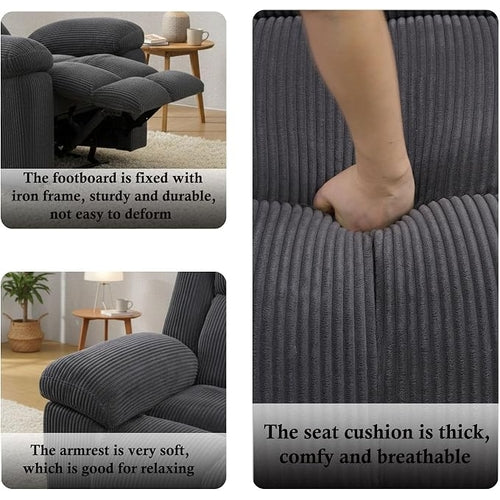 Recliner Sofa Set For Living Room, Corduroy Fabric Living Room Furniture Set, 3 Piece